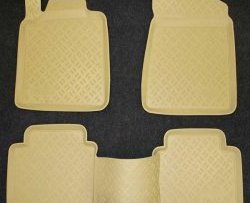 Комплект ковриков в салон Aileron 4 шт. (полиуретан, бежевые) Nissan Teana  2 J32 (2008-2011) дорестайлинг
