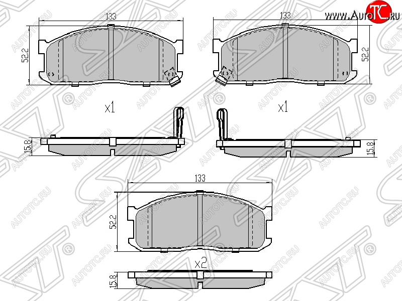 1 069 р. Колодки тормозные SAT (передние) Nissan Terrano WD21 дорестайлинг (1985-1995)  с доставкой в г. Пермь