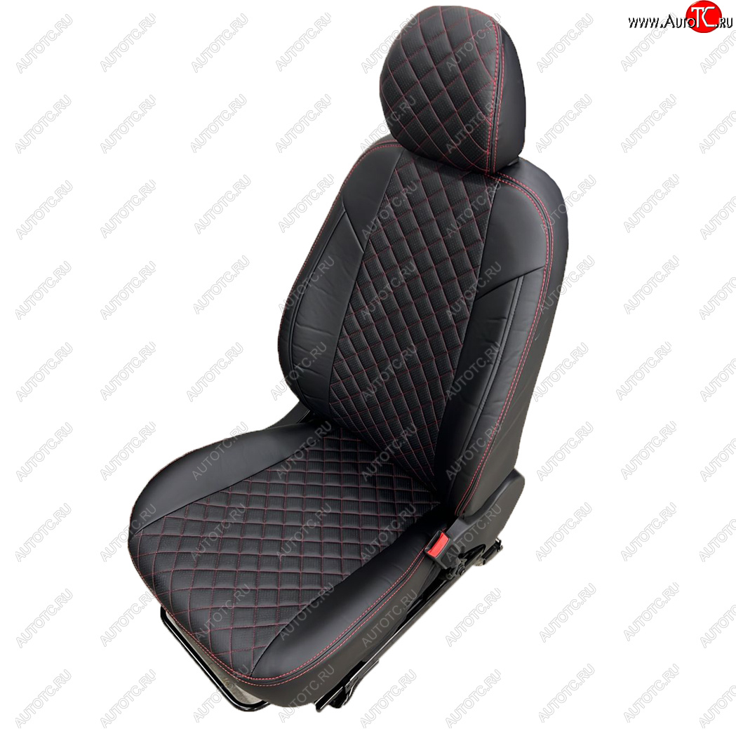 8 749 р. Чехлы сидений AUTOPILOT Экокожа Ромб (РС 40/60)  Nissan Terrano  D10 (2016-2022), Renault Duster  HS (2015-2021) (Черный + Черный + Красный)  с доставкой в г. Пермь