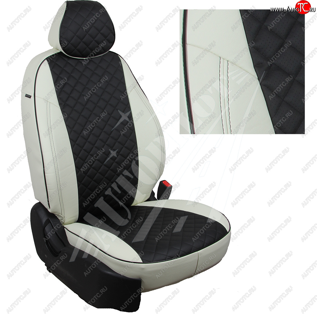 14 449 р. Чехлы сидений AUTOPILOT Экокожа Ромб (РС 40/60)  Nissan Terrano  D10 (2016-2022), Renault Duster  HS (2015-2021) (Белый + Черный)  с доставкой в г. Пермь
