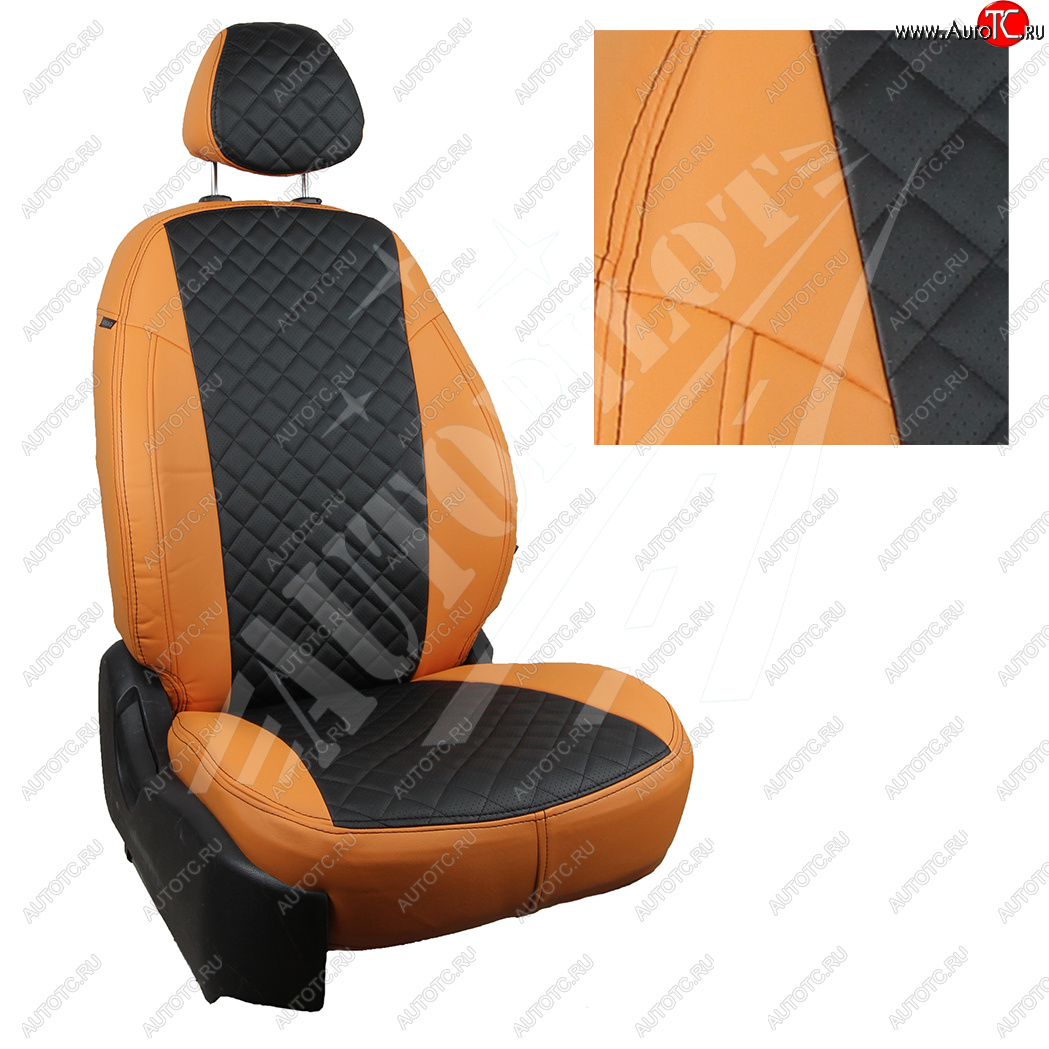 14 449 р. Чехлы сидений AUTOPILOT Экокожа Ромб (РС 40/60)  Nissan Terrano  D10 (2016-2022), Renault Duster  HS (2015-2021) (Оранжевый + Черный)  с доставкой в г. Пермь