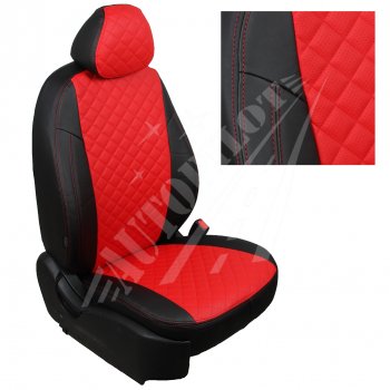 Чехлы сидений AUTOPILOT Экокожа Ромб (РС 40/60) Nissan Terrano  D10 (2016-2022), Renault Duster  HS (2015-2021) (Черный + Красный)