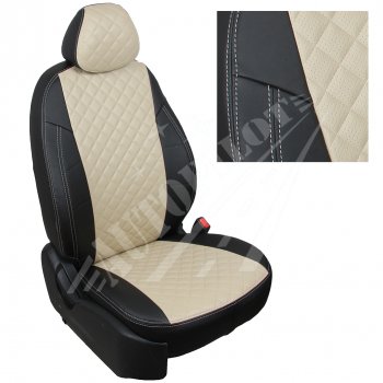 Чехлы сидений AUTOPILOT Экокожа Ромб (РС 40/60) Nissan Terrano  D10 (2016-2022), Renault Duster  HS (2015-2021) (Черный + Бежевый)
