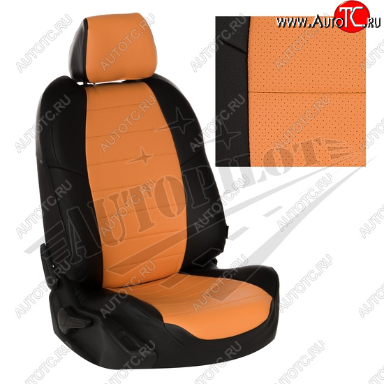 8 399 р. Чехлы сидений AUTOPILOT Экокожа (ЗС 40/60)  Nissan Terrano  D10 (2016-2022), Renault Duster  HS (2015-2021) (Черный + Оранжевый)  с доставкой в г. Пермь