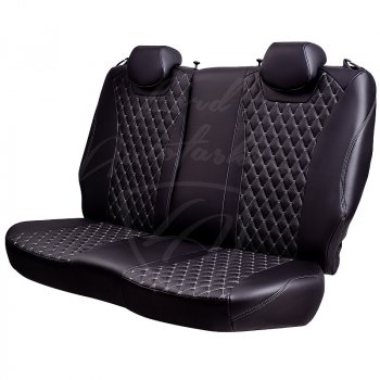 13 949 р. Чехлы для сидений Lord Autofashion Байрон (экокожа, 60/40, 2 П- и 1 Г-образных подголовника)  Nissan Terrano  D10 (2016-2022), Renault Duster  HS (2015-2021) (Черный, вставка черная, строчка серая)  с доставкой в г. Пермь. Увеличить фотографию 2