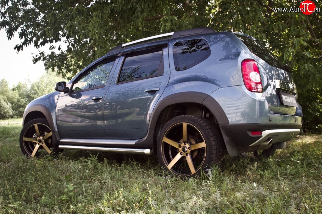 5 749 р. Накладки колесных арок RA (короткие, комплект) Renault Duster HS дорестайлинг (2010-2015) (Поверхность шагрень)  с доставкой в г. Пермь
