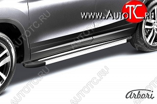 11 789 р. Порожки для ног Arbori Luxe Silver Nissan Terrano D10 рестайлинг (2016-2022)  с доставкой в г. Пермь