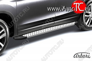 24 999 р. Порожки для ног Arbori Standart Silver Nissan Terrano D10 рестайлинг (2016-2022)  с доставкой в г. Пермь