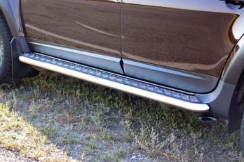 28 349 р. Порожки для ног из трубы Ø51 с алюминиевой площадкой Petroil Tuning Эстонец  Nissan Terrano  D10 (2013-2022), Renault Duster  HS (2010-2021) (Нержавеющая полированная сталь)  с доставкой в г. Пермь. Увеличить фотографию 2