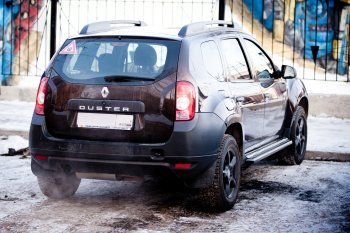 15 899 р. Порожки для ног из трубы Ø51 с алюминиевой площадкой Petroil Tuning Эстонец  Nissan Terrano  D10 (2013-2022), Renault Duster  HS (2010-2021) (Черный (Шагрень))  с доставкой в г. Пермь. Увеличить фотографию 5