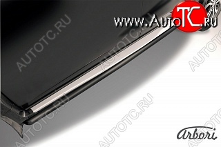 7 145 р. Защита штатных порогов Arbori (черная, d42 mm). Nissan Terrano D10 дорестайлинг (2013-2016)  с доставкой в г. Пермь