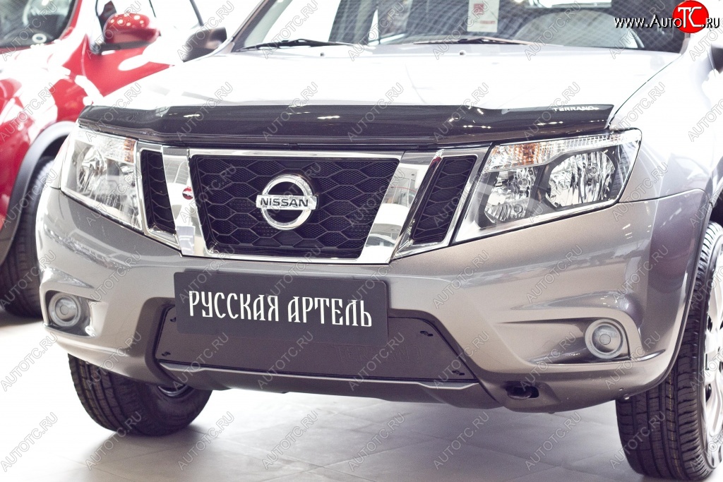 1 239 р. Зимняя заглушка решетки переднего бампера РА  Nissan Terrano  D10 (2013-2022) дорестайлинг, рестайлинг  с доставкой в г. Пермь