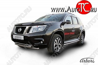 12 239 р. Защита переднего бампера Arbori (нержавейка, 2 трубы d42 mm)  Nissan Terrano  D10 (2013-2022) дорестайлинг, рестайлинг  с доставкой в г. Пермь