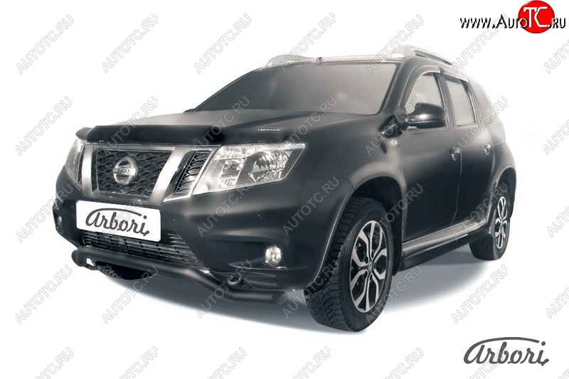 5 939 р. Защита переднего бампера Arbori (волна, черная, 1 труба d57 mm). Nissan Terrano D10 рестайлинг (2016-2022)  с доставкой в г. Пермь