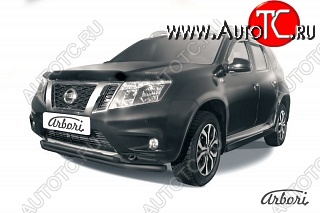 8 279 р. Защита переднего бампера Arbori (черная, 2 трубы d57 и 42 mm) Nissan Terrano D10 рестайлинг (2016-2022)  с доставкой в г. Пермь