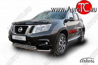 11 069 р. Защита переднего бампера Arbori (нержавейка, 2 трубы d57 и 42 mm) Nissan Terrano D10 рестайлинг (2016-2022)  с доставкой в г. Пермь