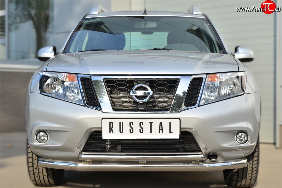 15 849 р. Защита переднего бампера (2 трубыØ63 и 42 мм, нержавейка) SLITKOFF  Nissan Terrano  D10 (2013-2022) дорестайлинг, рестайлинг  с доставкой в г. Пермь