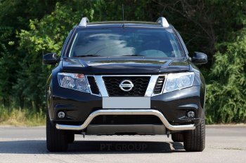 Защита переднего бампера Petroil Tuning (d63, волна) Nissan Terrano  D10 (2013-2022) дорестайлинг, рестайлинг (Нержавеющая полированная сталь)