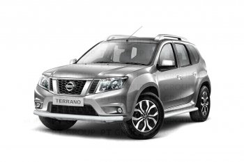 4 349 р. Защита переднего бампера (одинарная, Ø63 мм) Petroil Tuning  Nissan Terrano  D10 (2013-2022), Renault Duster  HS (2010-2021) (Серебристый (Искра))  с доставкой в г. Пермь. Увеличить фотографию 4