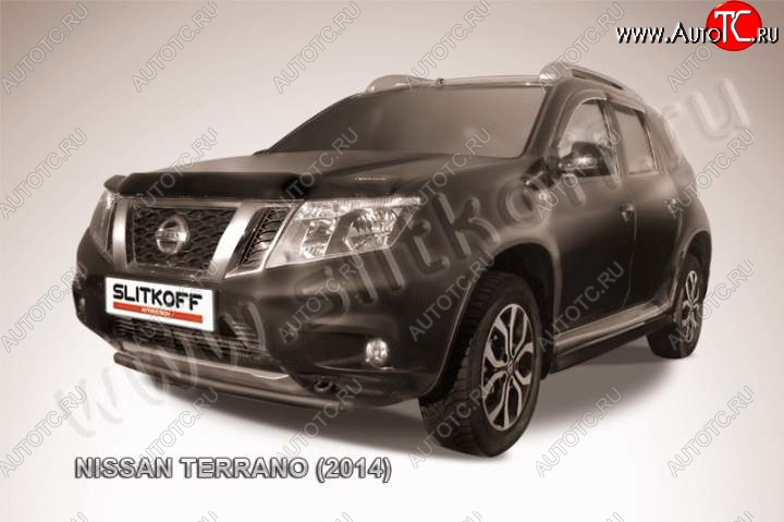 6 199 р. Защита переднего бампер Slitkoff Nissan Terrano D10 рестайлинг (2016-2022) (Цвет: серебристый)  с доставкой в г. Пермь