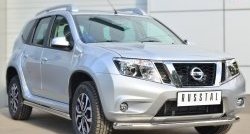 70 999 р. Защита порогов из круглой трубы диаметром 63 мм Russtal Nissan Terrano D10 дорестайлинг (2013-2016) (Защита порогов с со скосами на торцах (вариант 1))  с доставкой в г. Пермь. Увеличить фотографию 3