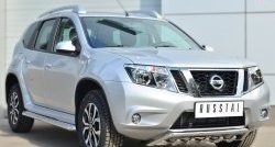 24 649 р. Широкая защита порогов SLITKOFF Nissan Terrano D10 дорестайлинг (2013-2016)  с доставкой в г. Пермь. Увеличить фотографию 4