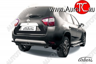 7 019 р. Защита заднего бампера Arbori (черная, 1 труба d42 mm). Nissan Terrano D10 дорестайлинг (2013-2016)  с доставкой в г. Пермь