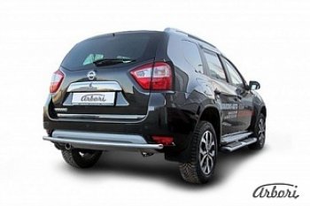 Защита заднего бампера Arbori (нержавейка, 1 труба d42 mm). Nissan Terrano  D10 (2013-2022) дорестайлинг, рестайлинг