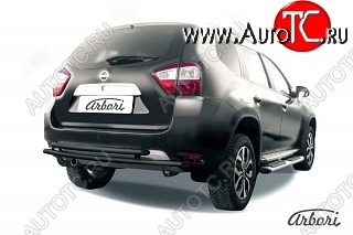 7 019 р. Защита заднего бампера Arbori (черная, 2 трубы d42 mm). Nissan Terrano D10 дорестайлинг (2013-2016)  с доставкой в г. Пермь