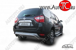 13 499 р. Защита заднего бампера Arbori (скоба, нержавейка, 1 труба d57 mm).  Nissan Terrano  D10 (2013-2022) дорестайлинг, рестайлинг  с доставкой в г. Пермь