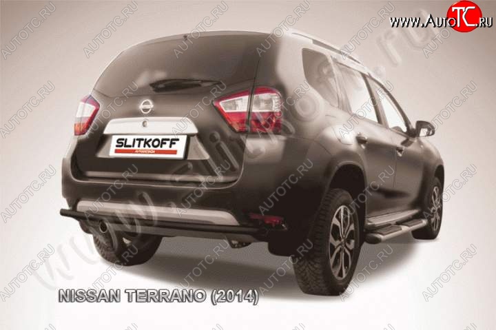 5 299 р. Защита задняя Slitkoff Nissan Terrano D10 дорестайлинг (2013-2016) (Цвет: серебристый)  с доставкой в г. Пермь
