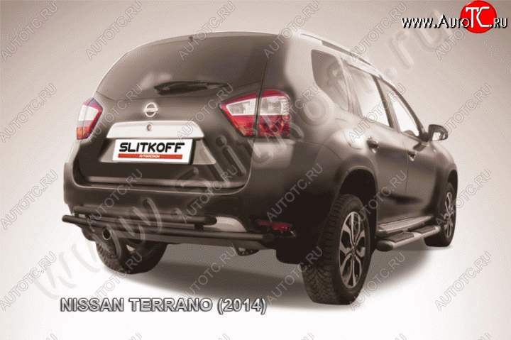5 749 р. Защита задняя Slitkoff Nissan Terrano D10 дорестайлинг (2013-2016) (Цвет: серебристый)  с доставкой в г. Пермь