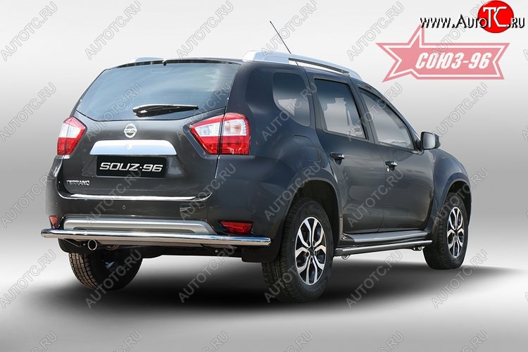 9 809 р. Защита заднего бампера Souz-96 (d60) Nissan Terrano D10 дорестайлинг (2013-2016)  с доставкой в г. Пермь