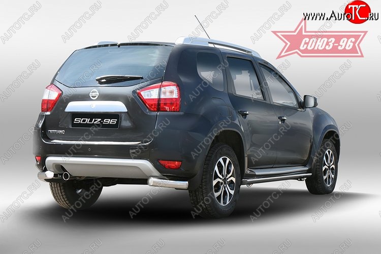 11 789 р. Защита заднего бампера из боковых уголков Souz-96 (d76) Nissan Terrano D10 дорестайлинг (2013-2016)  с доставкой в г. Пермь