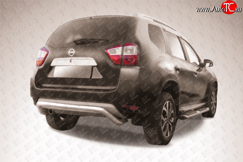 10 449 р. Фигурная защита заднего бампера диаметром 57 мм Slitkoff Nissan Terrano D10 дорестайлинг (2013-2016) (Цвет: нержавеющая полированная сталь)  с доставкой в г. Пермь
