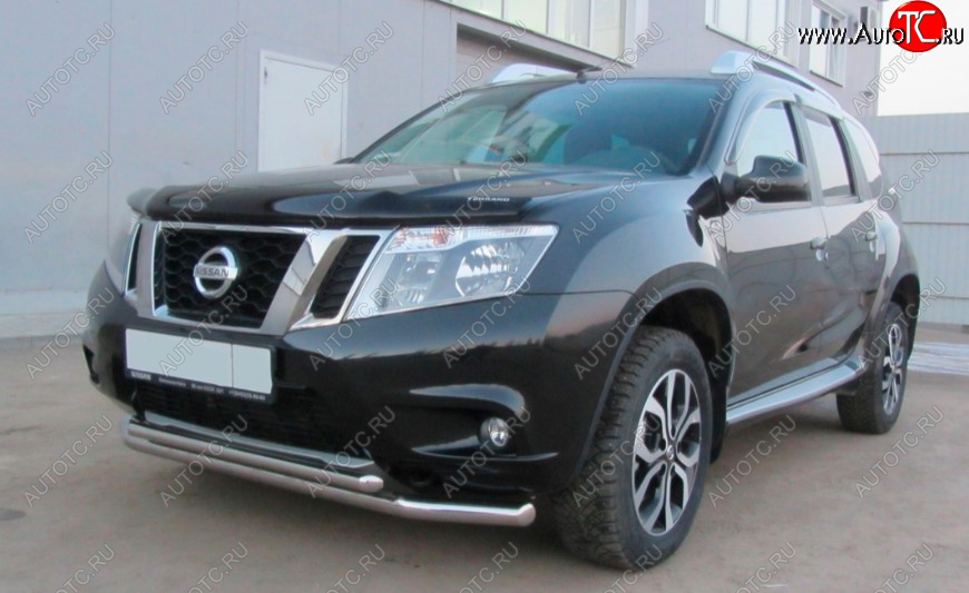 11 199 р. Защита переднего бампера Slitkoff (Ø 57+Ø 42, двойная).  Nissan Terrano  D10 (2013-2022) дорестайлинг, рестайлинг (Нержавеющая сталь)  с доставкой в г. Пермь
