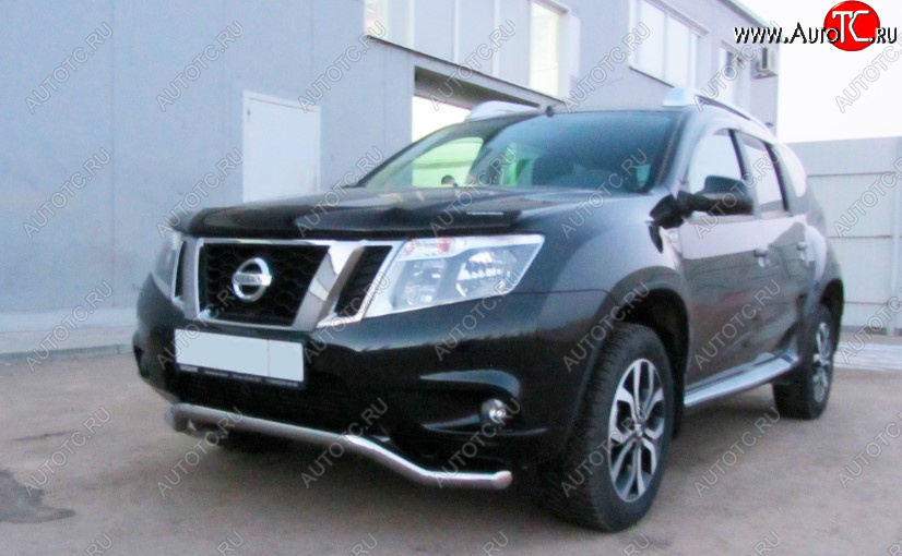 10 449 р. Защита переднего бампера Slitkoff (Ø 57, волна)  Nissan Terrano  D10 (2013-2022) дорестайлинг, рестайлинг (Нержавеющая сталь)  с доставкой в г. Пермь