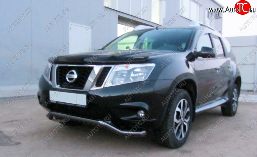 7 299 р. Защита переднего бампера Slitkoff (Ø 57, волна). Nissan Terrano D10 дорестайлинг (2013-2016) (Сталь с полимерным покрытием. Цвет: черный)  с доставкой в г. Пермь