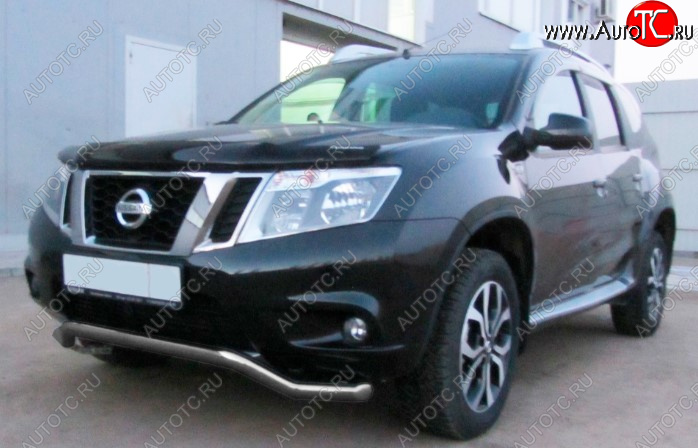 7 299 р. Защита переднего бампера Slitkoff (Ø 57, волна).  Nissan Terrano  D10 (2013-2016) дорестайлинг (Сталь с полимерным покрытием. Цвет: серебристый)  с доставкой в г. Пермь