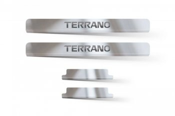 Пороги накладки в проем дверей Petroil Tuning Nissan Terrano  D10 (2013-2022) дорестайлинг, рестайлинг (Нержавеющая полированная сталь)