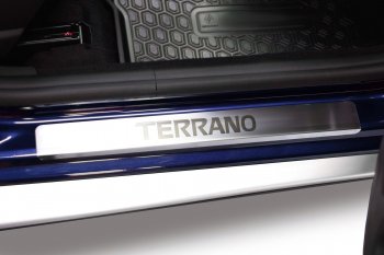 2 499 р. Пороги накладки в проем дверей Petroil Tuning  Nissan Terrano  D10 (2013-2022) дорестайлинг, рестайлинг (Нержавеющая полированная сталь)  с доставкой в г. Пермь. Увеличить фотографию 2