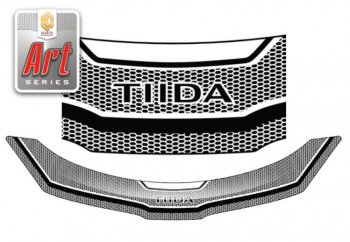 Дефлектор капота CA-Plastiс Nissan Tiida  1 хэтчбэк (2004-2007) C11 дорестайлинг, Япония (серия Art белая)