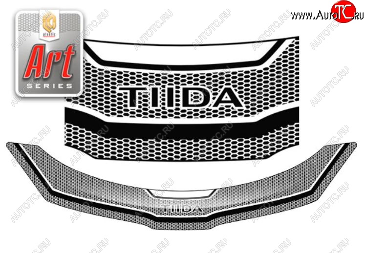 2 399 р. Дефлектор капота CA-Plastiс  Nissan Tiida  1 хэтчбэк (2004-2007) C11 дорестайлинг, Япония (серия Art черная)  с доставкой в г. Пермь