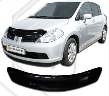 Дефлектор капота (левый руль) CA-Plastiс Nissan Tiida  1 хэтчбек (2007-2014) C11 дорестайлинг, C11 рестайлинг