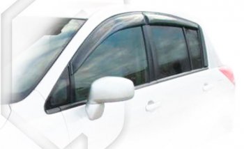 Дефлектора окон (правый руль) CA-Plastiс Nissan Tiida  1 хэтчбэк (2004-2007) C11 дорестайлинг, Япония (Classic полупрозрачный, Без хром.молдинга)