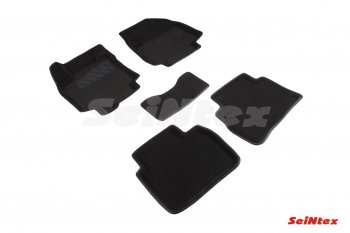 Комплект 3D ковриков в салон (ворсовые / чёрные) Seintex Nissan Tiida ( 1 хэтчбэк,  1 седан,  1 хэтчбек) (2004-2014) C11 дорестайлинг, Япония, C11 рестайлинг