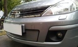 1 539 р. Сетка на бампер Russtal (хром) Nissan Tiida 1 седан C11 рестайлинг (2010-2014)  с доставкой в г. Пермь. Увеличить фотографию 2