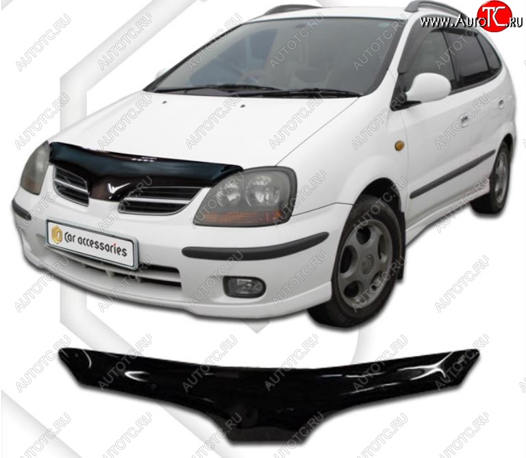 1 999 р. Дефлектор капота CA-Plastic  Nissan Tino (1998-2003) V10 доресталийнг (Classic черный, Без надписи)  с доставкой в г. Пермь