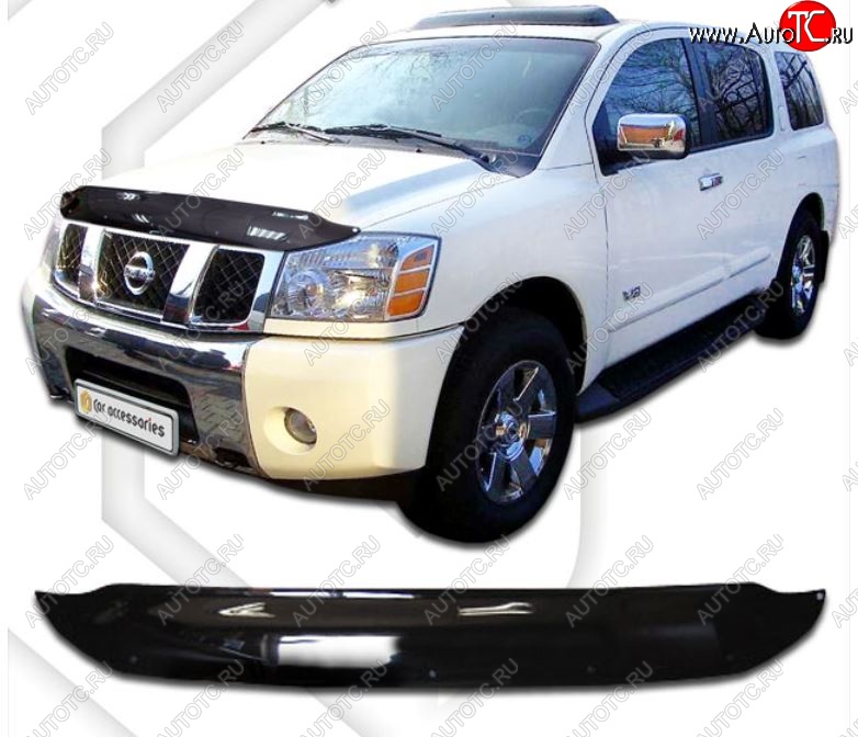 2 159 р. Дефлектор капота CA-Plastiс  Nissan titan (2003-2015) (Classic черный, Без надписи)  с доставкой в г. Пермь