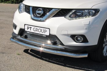 3 099 р. Накладка на решетку переднего бампера Petroil Tuning  Nissan X-trail  3 T32 (2013-2018) дорестайлинг (С парктроником)  с доставкой в г. Пермь. Увеличить фотографию 4